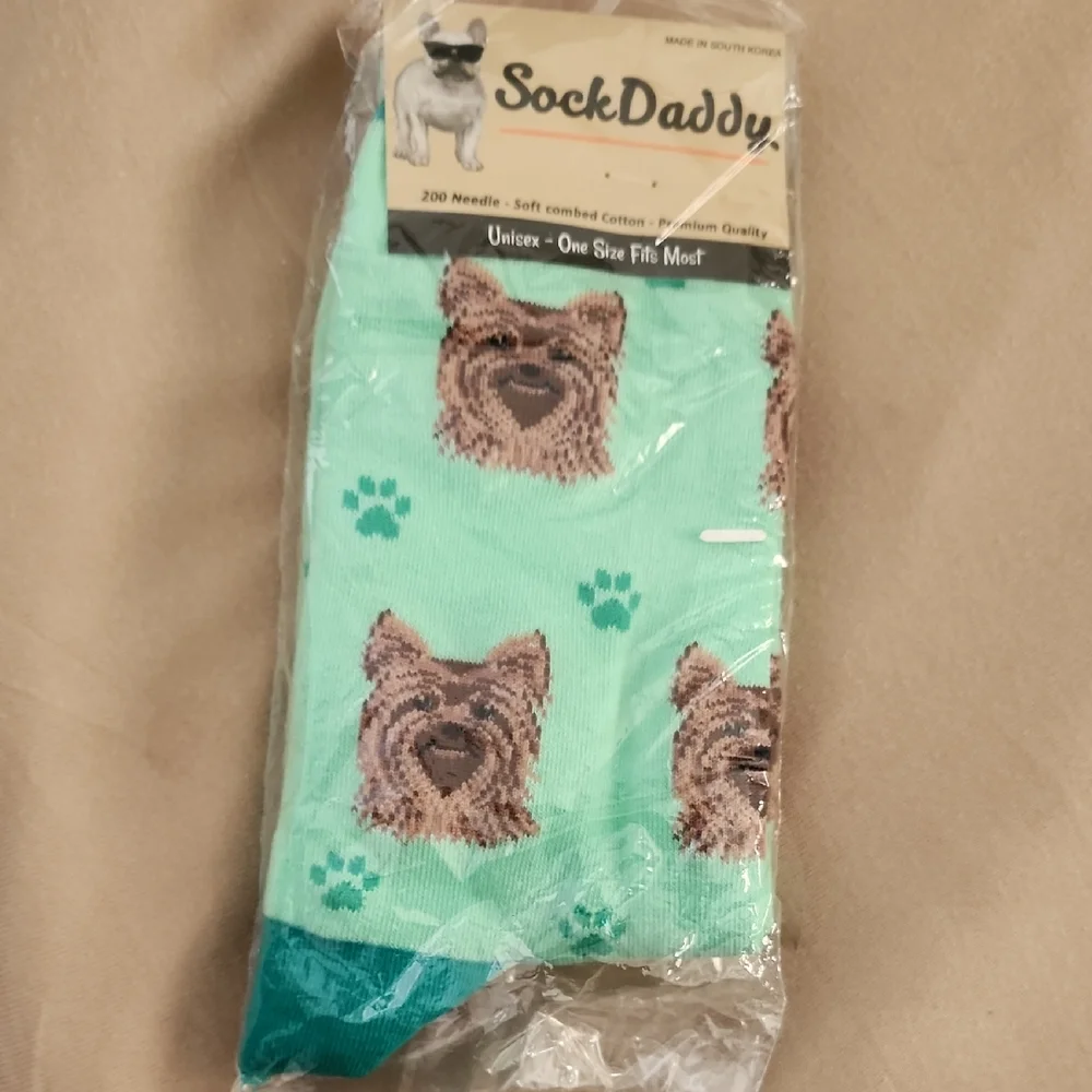 Mint Green Yorkie Dog Socks - Picture 1 of 5